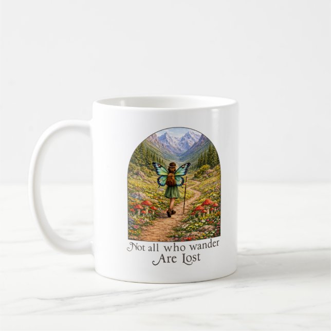 Butterfly Fairy Mountain Hiker | Fairycore Flower Kaffemugg (Vänster)