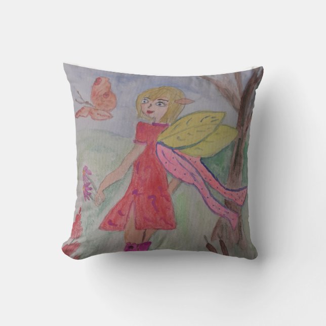 Butterfly Fairy Throw Cushion Kudde (Framsida)