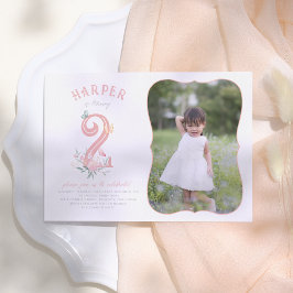 Butterfly Fairytale Blommigt Girl Photo Birthday Inbjudningar