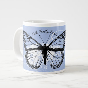 Butterfly Faith Family Friends Blue Monogramme Jumbo Mugg