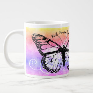 Butterfly Faith Family Friends Rainbow Monogram Jumbo Mugg