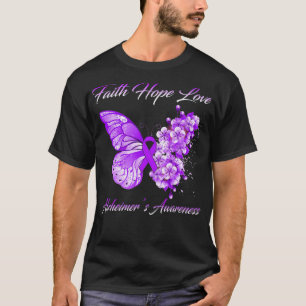 Butterfly Faith Hope Kärlek Alzheimer's Awareness T Shirt