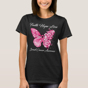 Butterfly Faith Hope Kärlek Breast Cancer Awarene T Shirt