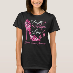 Butterfly Faith Hope Kärlek Breast Cancer Warrior T Shirt