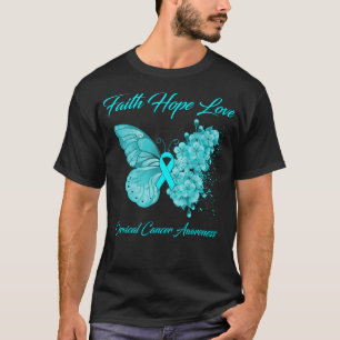 Butterfly Faith Hope Kärlek Cervical Cancer Awaren T Shirt