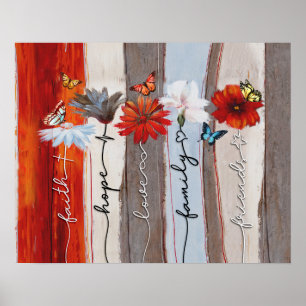 Butterfly - Faith, Hope, Kärlek, Family, Friend Poster