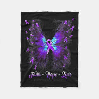 Butterfly Faith Hope Kärlek Fibromyalgia Awareness Fleecefilt