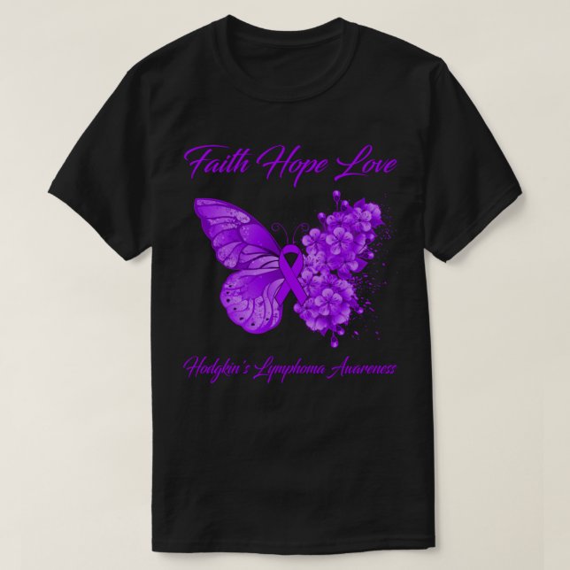 Butterfly Faith Hope Kärlek Hodgkins Lymphoma Medv T Shirt (Design framsida)