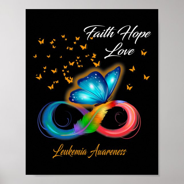 Butterfly Faith Hope Kärlek Leukemia Awareness Poster (Framsidan)