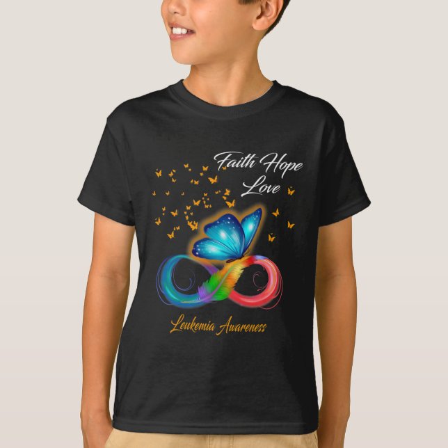 Butterfly Faith Hope Kärlek Leukemia Awareness T Shirt (Framsida)