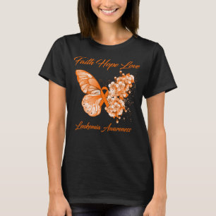 Butterfly Faith Hope Kärlek Leukemia Awareness T Shirt