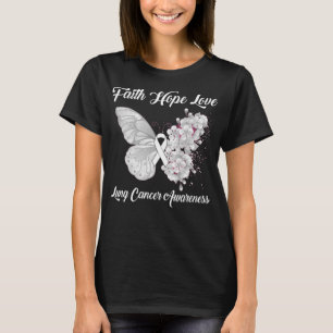 Butterfly Faith Hope Kärlek Lung Cancer Awareness T Shirt