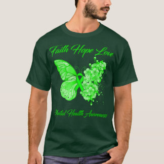 Butterfly Faith Hope Kärlek Mental Health Awarenes T Shirt
