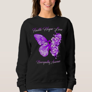 Butterfly Faith Hope Kärlek Neuropathy Awareness T Shirt