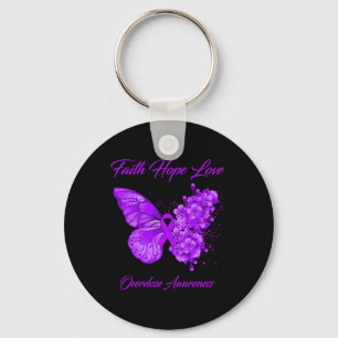 Butterfly Faith Hope Kärlek överdosering Medvetenh Nyckelring
