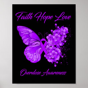 Butterfly Faith Hope Kärlek överdosering Medvetenh Poster