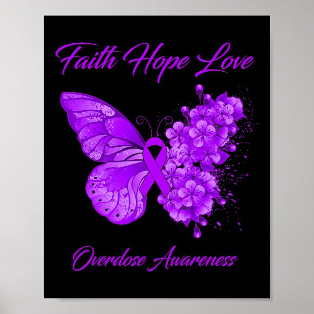 Butterfly Faith Hope Kärlek överdosering Medvetenh Poster (Framsidan)
