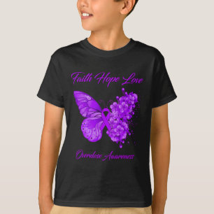 Butterfly Faith Hope Kärlek överdosering Medvetenh T Shirt