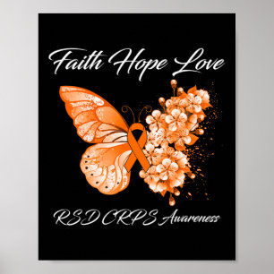 Butterfly Faith Hope Kärlek Rsd Crps Awareness 1 Poster