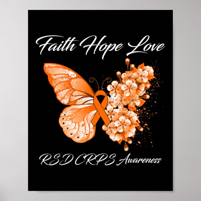 Butterfly Faith Hope Kärlek Rsd Crps Awareness 1 Poster (Framsidan)