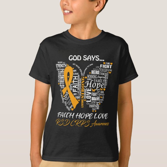 Butterfly Faith Hope Kärlek RSD CRPS Awareness Gif T Shirt (Framsida)