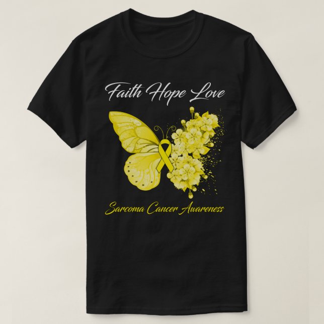 Butterfly Faith Hope Kärlek Sarcoma Cancer Awarene T Shirt (Design framsida)