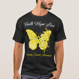 Butterfly Faith Hope Kärlek Sarcoma Cancer Awarene T Shirt
