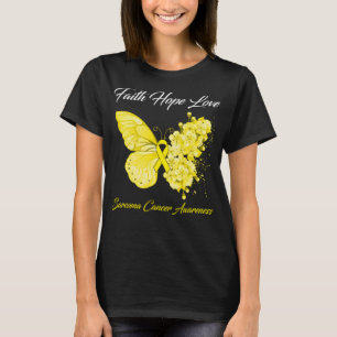 Butterfly Faith Hope Kärlek Sarcoma Cancer Awarene T Shirt