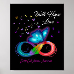 Butterfly Faith Hope Kärlek Sickle Cell Anemia Med Poster