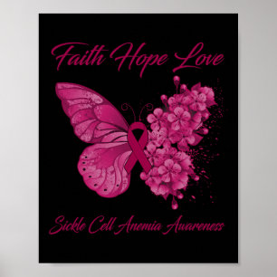 Butterfly Faith Hope Kärlek Sickle Cell Anemia Med Poster