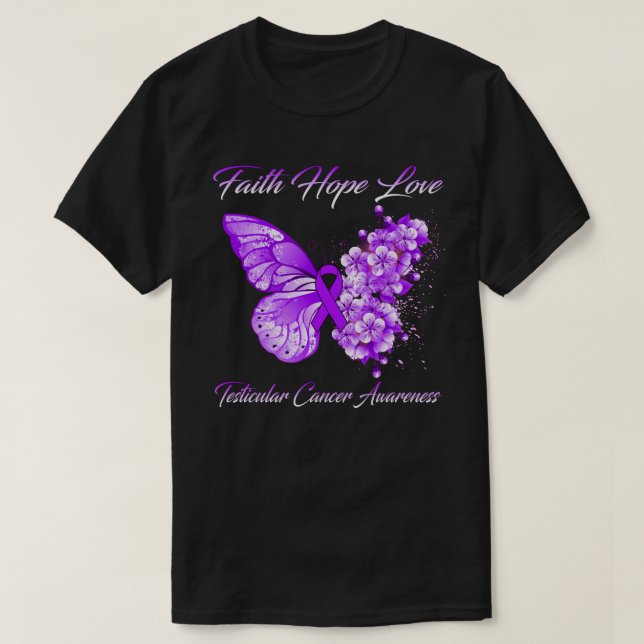 Butterfly Faith Hope Kärlek Testicular Cancer Awar T Shirt (Design framsida)