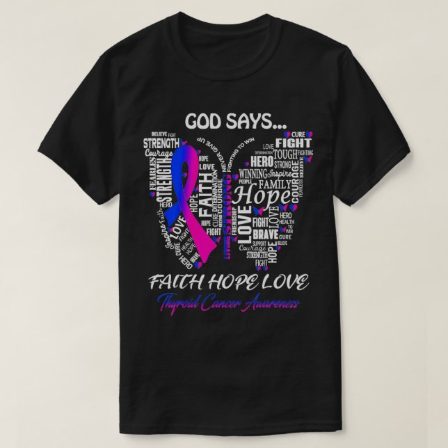 Butterfly Faith Hope Kärlek Thyroid Cancer Awarene T Shirt (Design framsida)