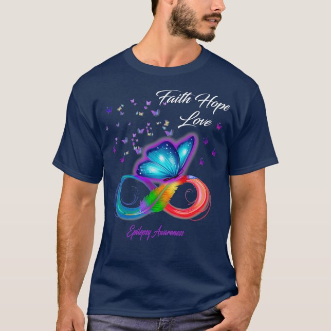 Butterfly Faith Hope Love Epilepsy Awareness T Shirt (Framsida)