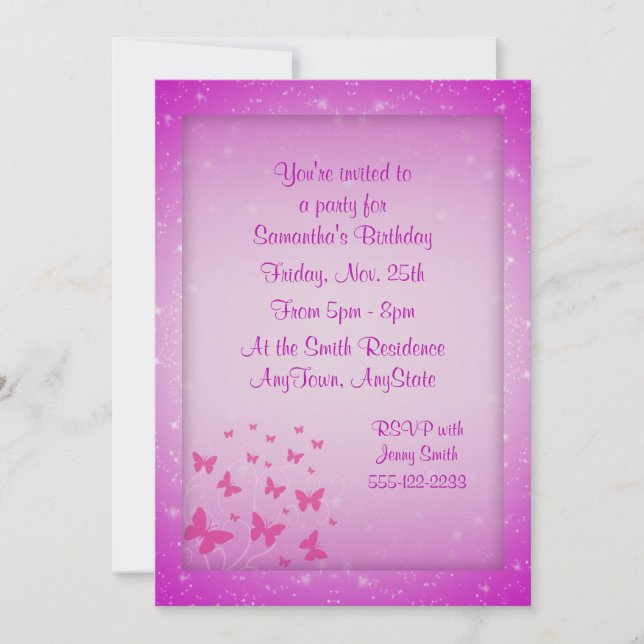 Butterfly Fantasy-inbjudningar Inbjudningar (Framsida)