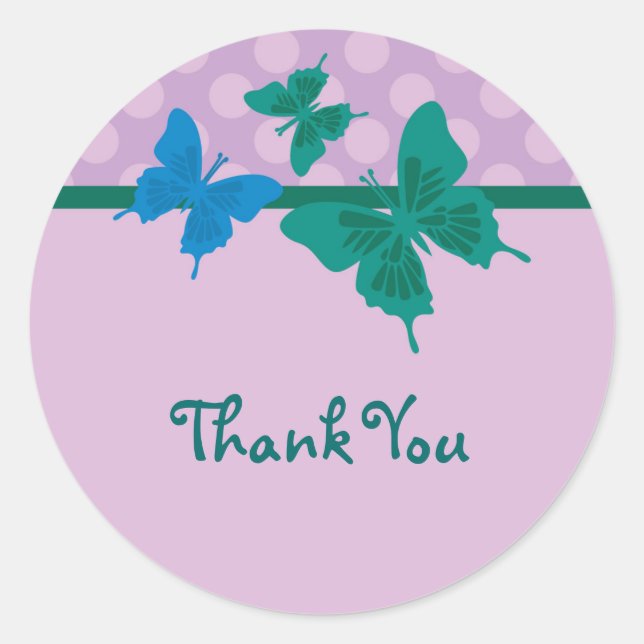 Butterfly Favor Sticker Runt Klistermärke (Framsida)