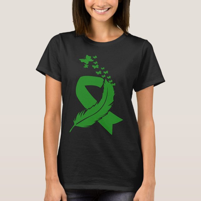 Butterfly Feather Ribbon Cerebral Palsy Mental Hea T Shirt (Framsida)