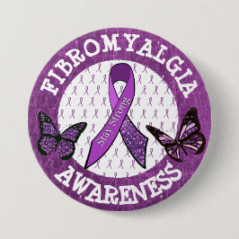 Butterfly Fibromyalgia Awareness Ribbon Button Knapp