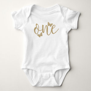 Butterfly First Birthday Faux Glitter Shirt T Shirt