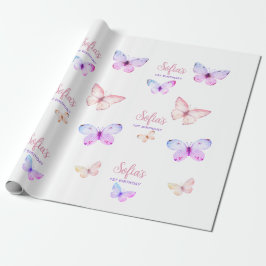 Butterfly First Birthday Girl 1st Rosa Lila Presentpapper