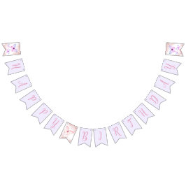 Butterfly First Birthday Girl 1st Rosa Lila Vimplar