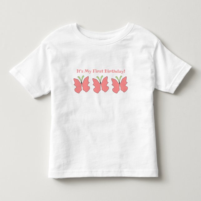Butterfly First Födelsedagsfest T Shirt (Framsida)