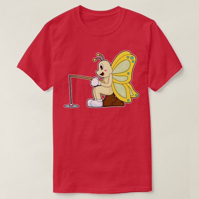 Butterfly Fisher Fishing Rod T Shirt (Design framsida)