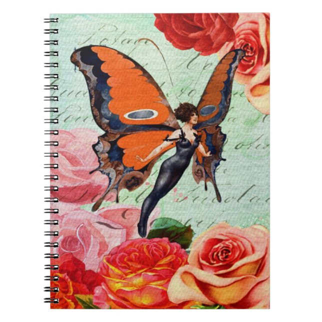 Butterfly Flapper Journal Anteckningsbok Med Spiral (Framsidan)