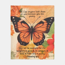 Butterfly Fleece Blanket 1 Timothy 4:12