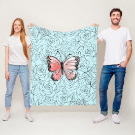 Butterfly Fleece Blanket Ro - Ditt Färg