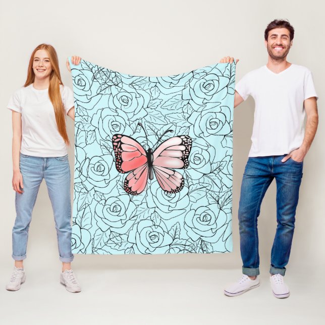 Butterfly Fleece Blanket Ro - Ditt Färg (På plats)