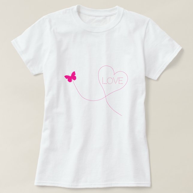 Butterfly Flies T-Shirt Heart - Kärlek (Design framsida)