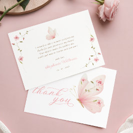 Butterfly Floral Baby Shower Thank You Card Tack Kort