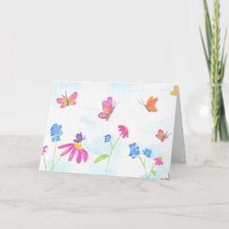 Butterfly & Floral Greeting Card (Blank Inside) Kort