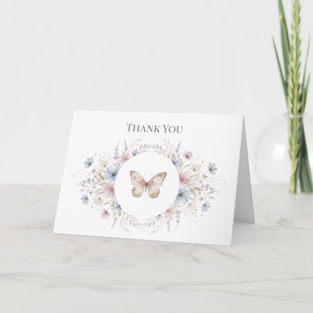 Butterfly Floral Memorial Thank You Card Tack Kort (Framsida)